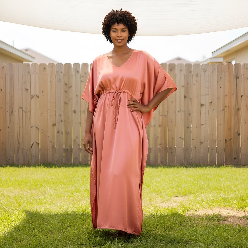 Gypsie Blu Plus Size Satin Caftan Dress Nighty Cover Up Dresses for Loungewear